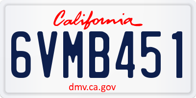 CA license plate 6VMB451