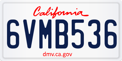 CA license plate 6VMB536