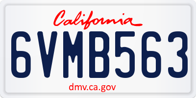 CA license plate 6VMB563