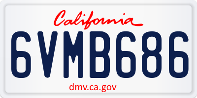 CA license plate 6VMB686