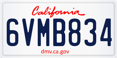 CA license plate 6VMB834