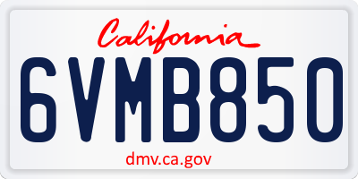 CA license plate 6VMB850