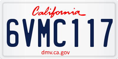 CA license plate 6VMC117