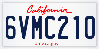 CA license plate 6VMC210