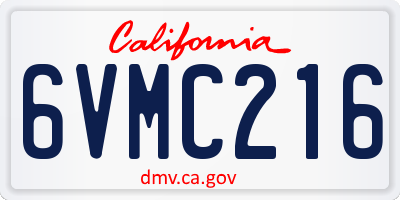 CA license plate 6VMC216