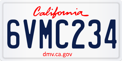 CA license plate 6VMC234