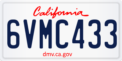 CA license plate 6VMC433