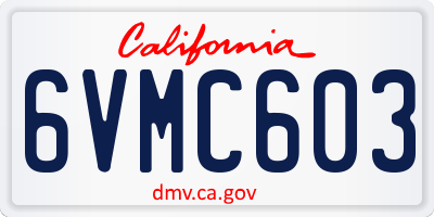CA license plate 6VMC603