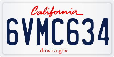 CA license plate 6VMC634
