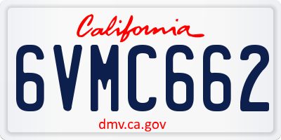 CA license plate 6VMC662