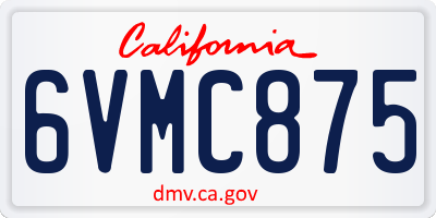 CA license plate 6VMC875