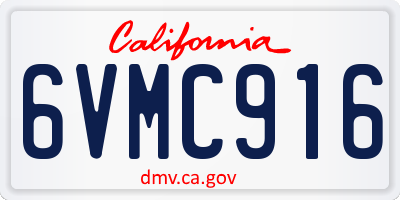 CA license plate 6VMC916