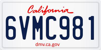 CA license plate 6VMC981