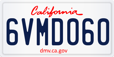 CA license plate 6VMD060
