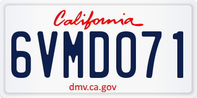 CA license plate 6VMD071
