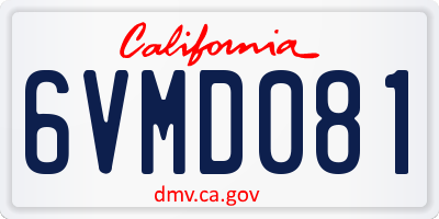 CA license plate 6VMD081