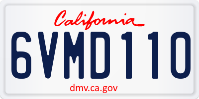 CA license plate 6VMD110