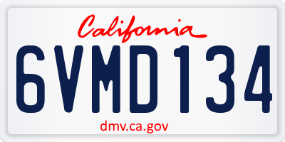 CA license plate 6VMD134