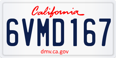 CA license plate 6VMD167