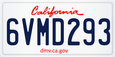 CA license plate 6VMD293