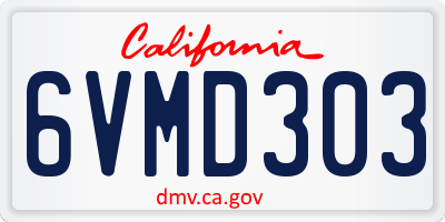 CA license plate 6VMD303