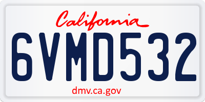 CA license plate 6VMD532