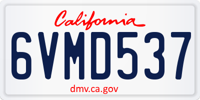 CA license plate 6VMD537