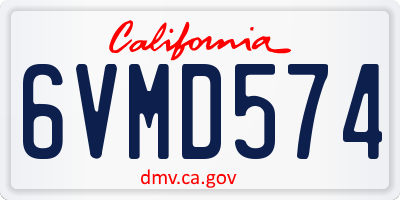 CA license plate 6VMD574