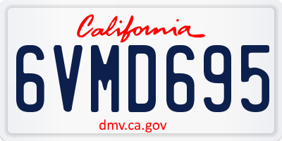CA license plate 6VMD695