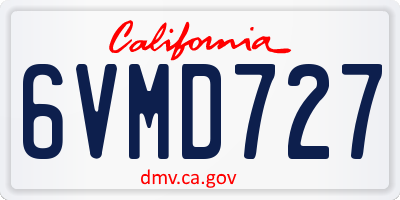 CA license plate 6VMD727