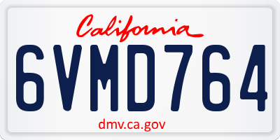 CA license plate 6VMD764