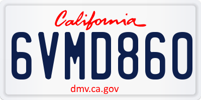 CA license plate 6VMD860