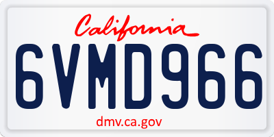 CA license plate 6VMD966
