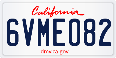 CA license plate 6VME082