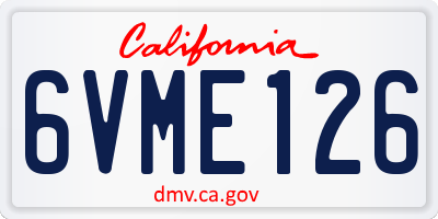 CA license plate 6VME126