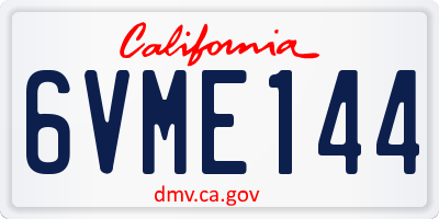 CA license plate 6VME144