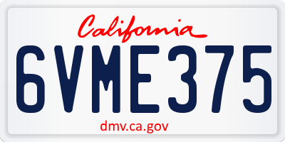 CA license plate 6VME375