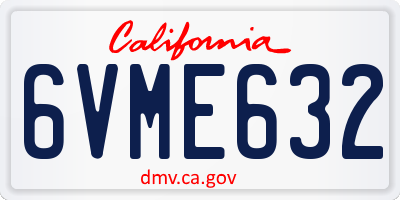CA license plate 6VME632