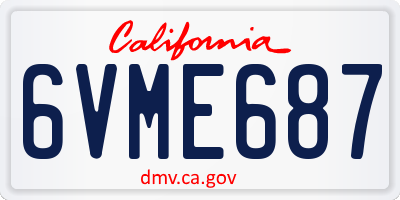 CA license plate 6VME687