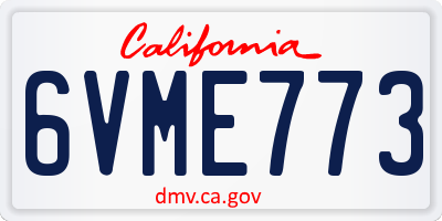 CA license plate 6VME773