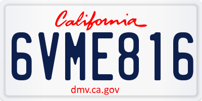 CA license plate 6VME816