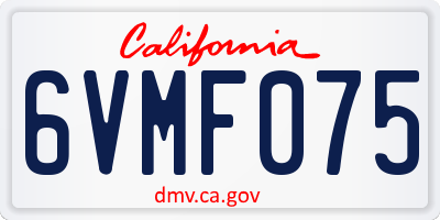 CA license plate 6VMF075