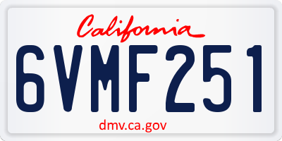 CA license plate 6VMF251