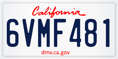 CA license plate 6VMF481