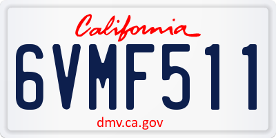 CA license plate 6VMF511