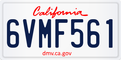 CA license plate 6VMF561