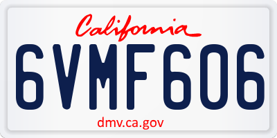 CA license plate 6VMF606