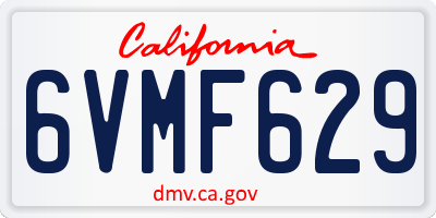 CA license plate 6VMF629