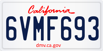 CA license plate 6VMF693