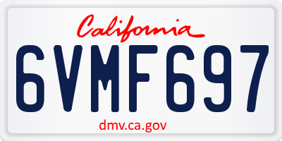 CA license plate 6VMF697